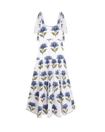 VESTIDO TIRANTES FLORES AZUL