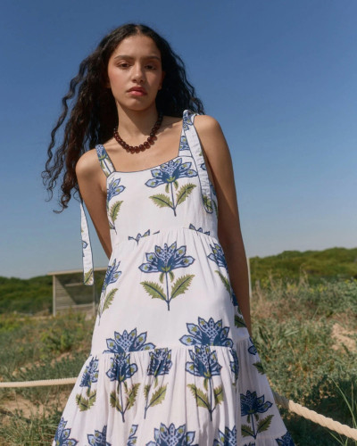VESTIDO TIRANTES FLORES AZUL