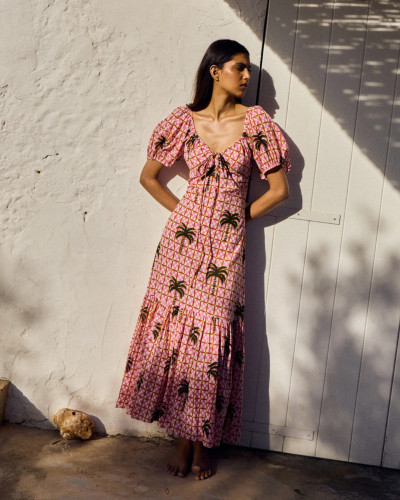 VESTIDO ROSA PALMERAS