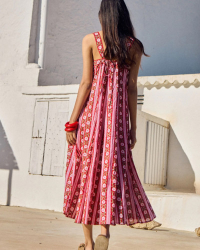 VESTIDO TIRANES FLORES ROJO