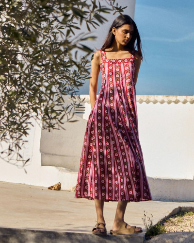VESTIDO TIRANES FLORES ROJO
