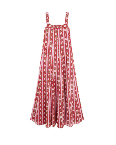 VESTIDO TIRANES FLORES ROJO