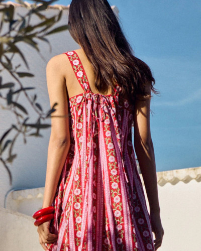 VESTIDO TIRANES FLORES ROJO