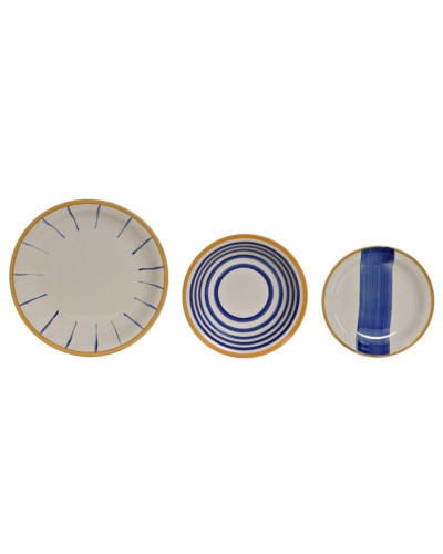 VAJILLA SET 18 GRES RAYAS AZULES