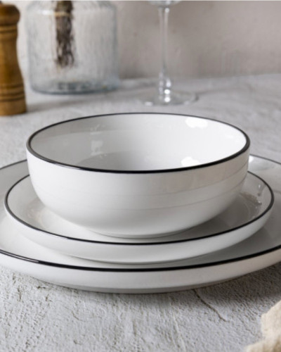 VAJILLA SET 18 PORCELANA BLANCO 26X26X2,7