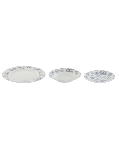 VAJILLA SET 18 PORCELANA FLORAL AZUL