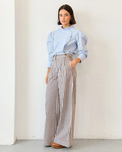 PANTALÓN BAYONA MARRÓN RAYAS