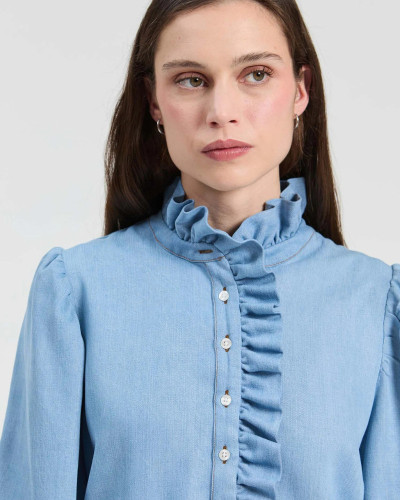 CAMISA VOLANTES  DENIM