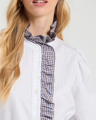 CAMISA VOLANTES CUADRITO ALGODON