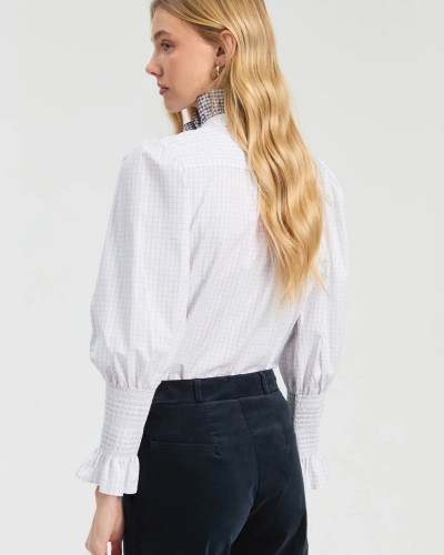 CAMISA VOLANTES CUADRITO ALGODON
