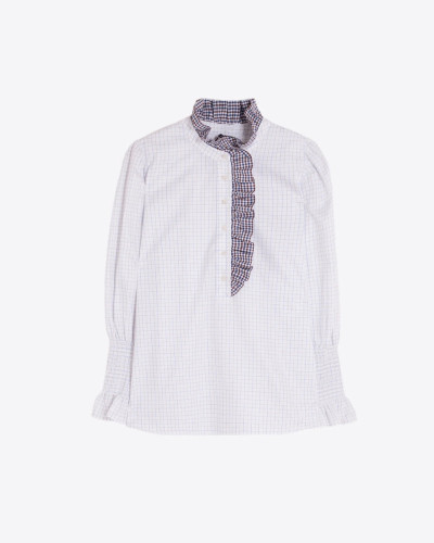 CAMISA VOLANTES CUADRITO ALGODON