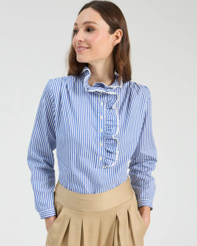 CAMISA VOLANTES RAYAS AZULON