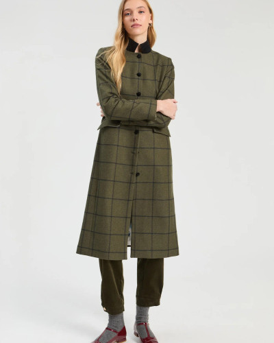 ABRIGO DORI VERDE CUADRO NEGRO