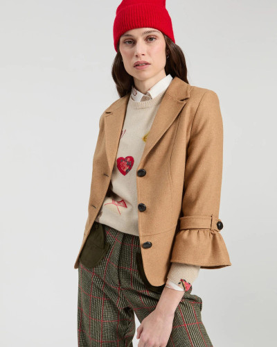 CHAQUETA VOLANTE MANGA BEIGE