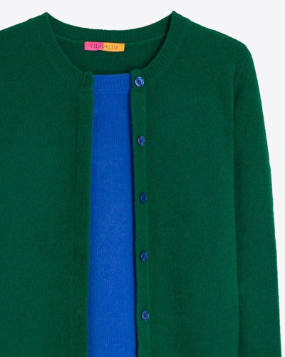 CARDIGAN EFECTO DOBLE CAPA VERDE-AZUL