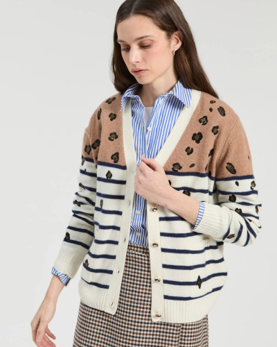 CARDIGAN LEOPARDO RAYAS