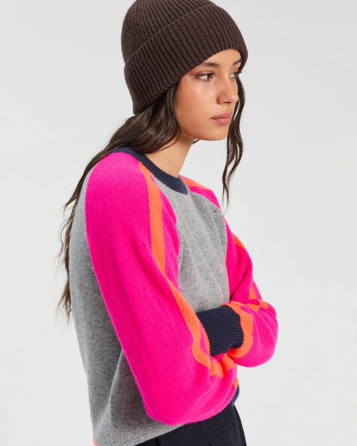 JERSEY GRIS MANGAS FUCSIA