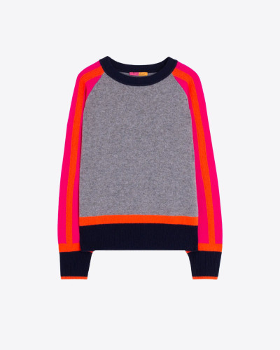 JERSEY GRIS MANGAS FUCSIA