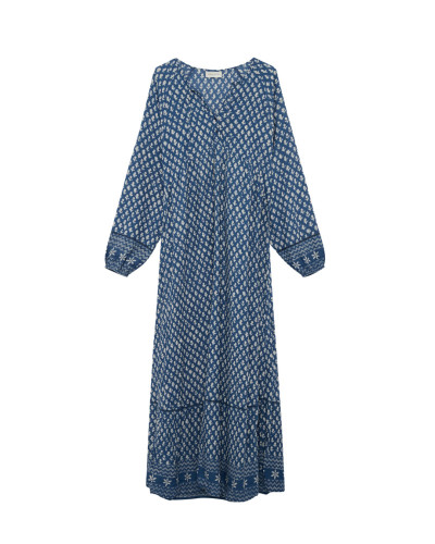 Vestido Largo Azul Estampado de venta online en La central 1897.