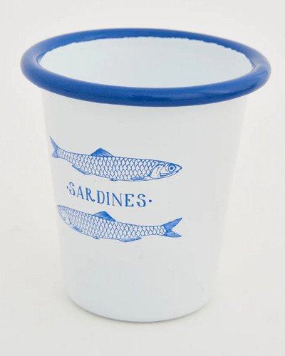 Vaso en metal esmaltado blanco "sardinas" de venta online en la central 1897