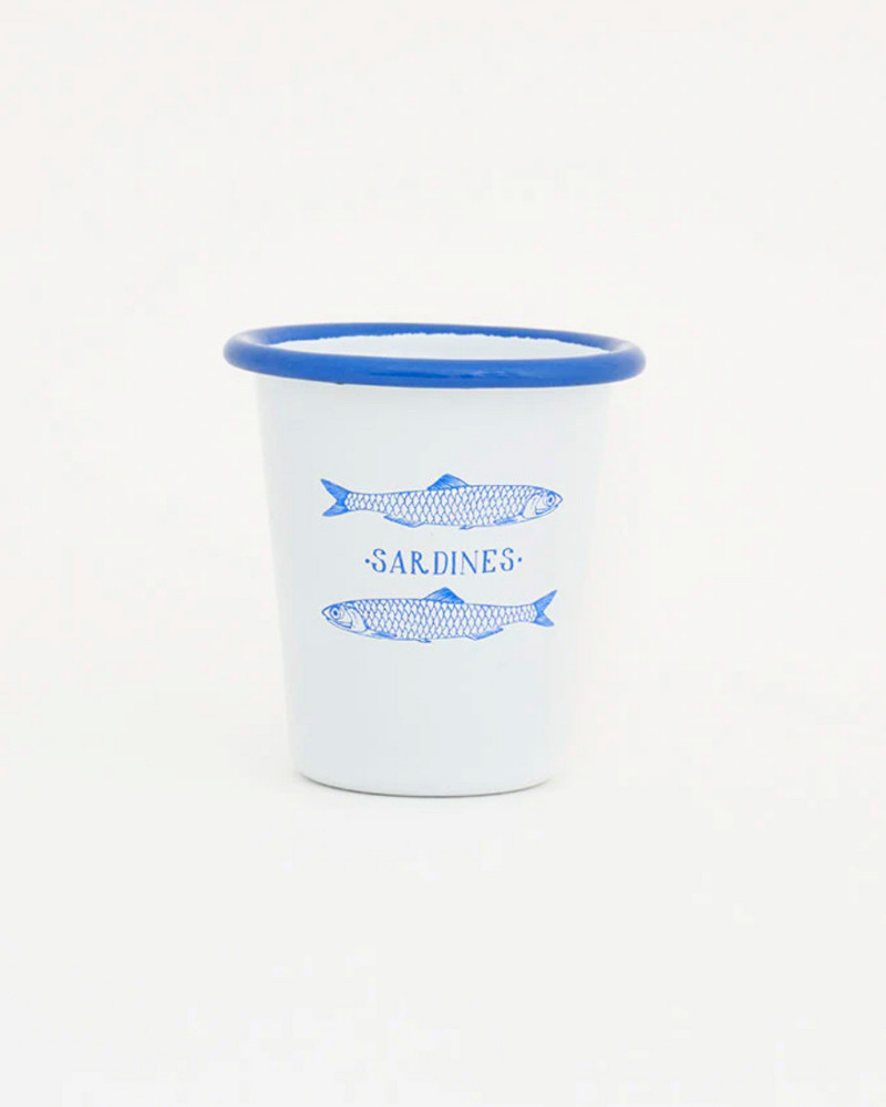 Vaso en metal esmaltado blanco "sardinas" de venta online en la central 1897