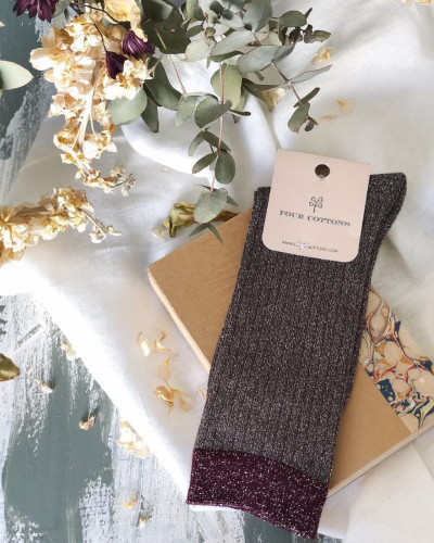 CALCETINES DE PURPURINA MARRÒN Y GRANATE