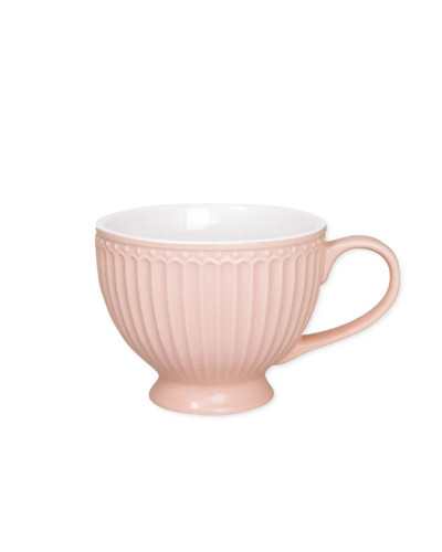 La taza de té Alice rosa pálido es una elegante taza de porcelana robusta.